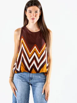 Solada Top donna smanicato multicolore - marrone