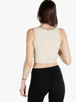 Solada Top donna sportivo a costine con coppe imbottite