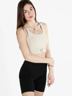 Solada Top donna sportivo a costine con coppe imbottite