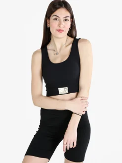 Solada Top donna sportivo a costine con coppe imbottite