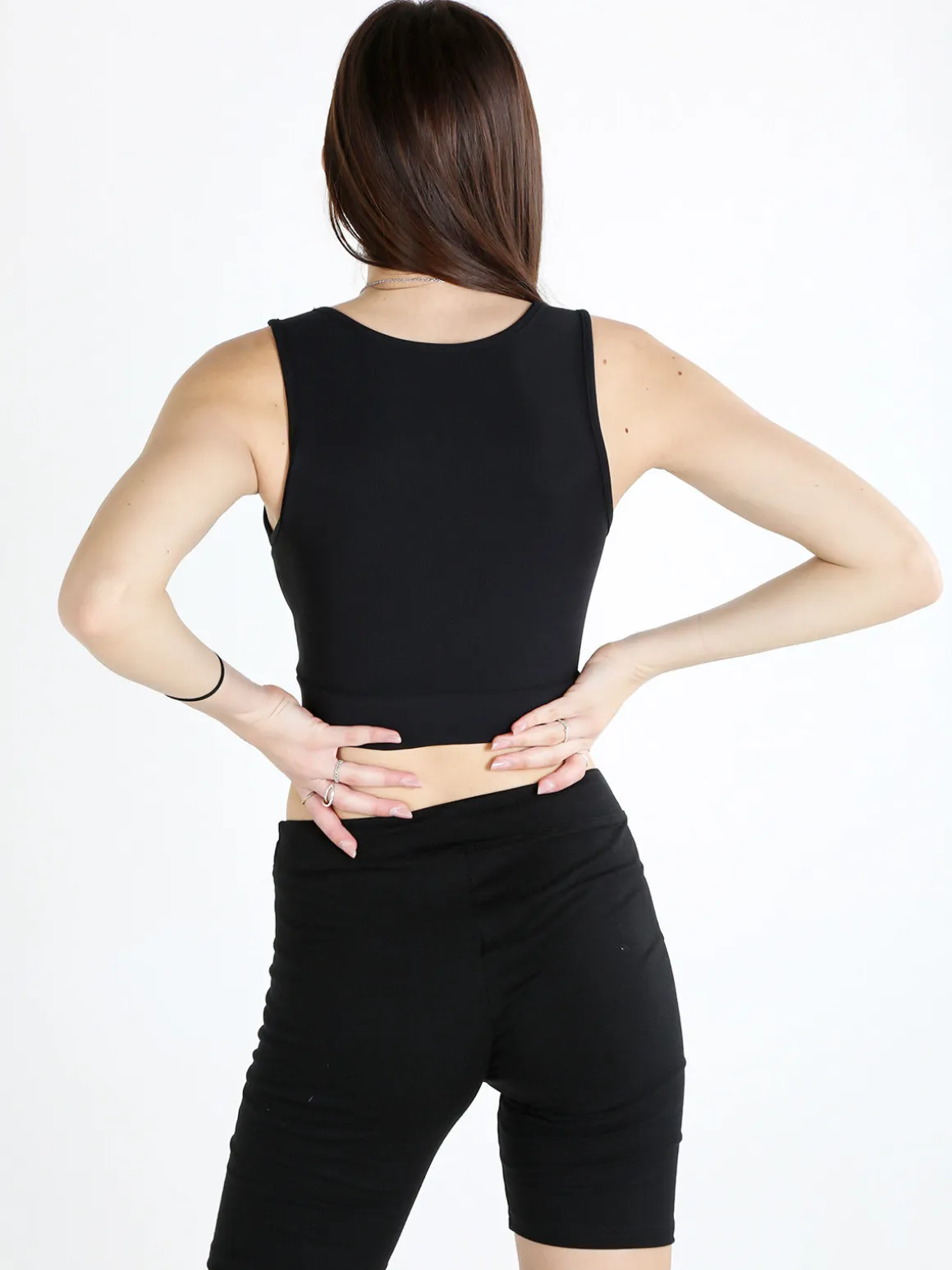 Solada Top donna sportivo a costine con coppe imbottite