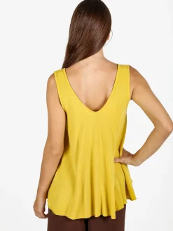 Solada Top donna svasato con scollo a V - senape