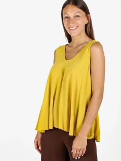 Solada Top donna svasato con scollo a V - senape