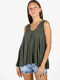 Solada Top donna svasato con scollo a V - militare