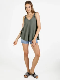 Solada Top donna svasato con scollo a V - militare