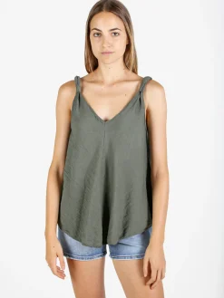 Solada Top donna svasato con scollo a V - militare