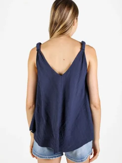 Solada Top donna svasato con scollo a V - blu scuro