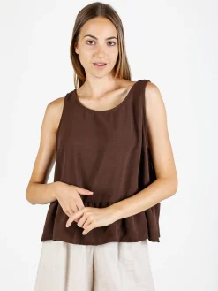 Solada Top donna tinta unita - marrone