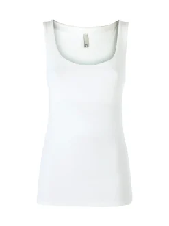 Solada Top girocollo da donna in viscosa tinta unita - bianco