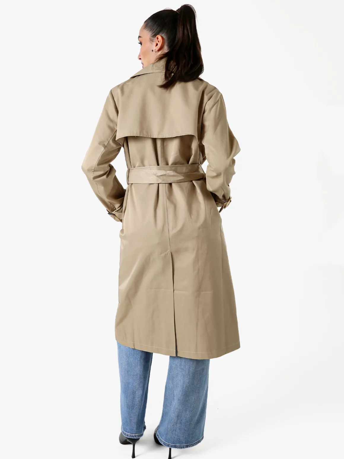 Solada Trench lungo da donna a doppiopetto con bottoni - khaki