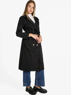 Solada Trench lungo da donna a doppiopetto - nero