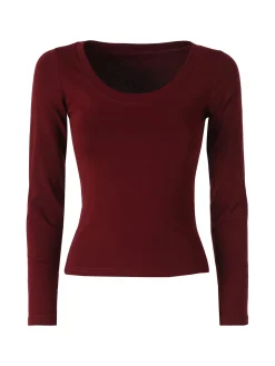 Solada T-shirt a maniche lunghe da donna in cotone - bordeaux
