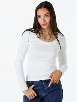 Solada T-shirt a maniche lunghe da donna in cotone - bianco