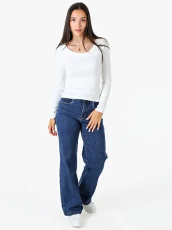 Solada T-shirt a maniche lunghe da donna in cotone - bianco