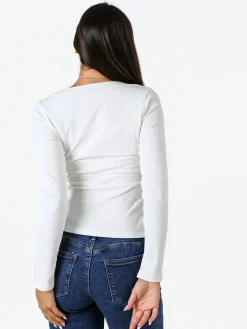 Solada T-shirt a maniche lunghe da donna in cotone - bianco