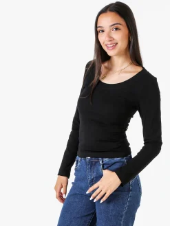 Solada T-shirt a maniche lunghe da donna in cotone - nero