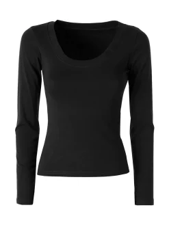 Solada T-shirt a maniche lunghe da donna in cotone - nero