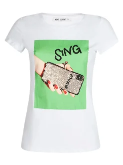 Solada T-shirt con stampa e perline
