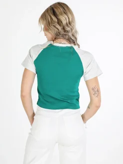 Solada T-shirt crop da donna in cotone con stampa