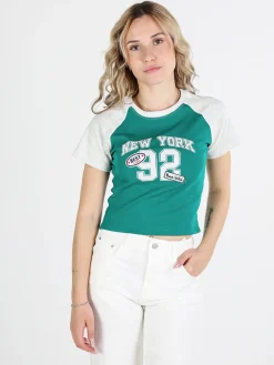 Solada T-shirt crop da donna in cotone con stampa