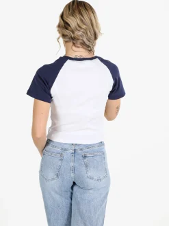 Solada T-shirt crop da donna in cotone con stampa
