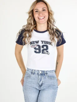 Solada T-shirt crop da donna in cotone con stampa