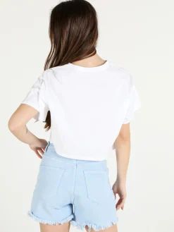 Solada T-shirt crop donna in cotone oversize