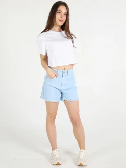 Solada T-shirt crop donna in cotone oversize