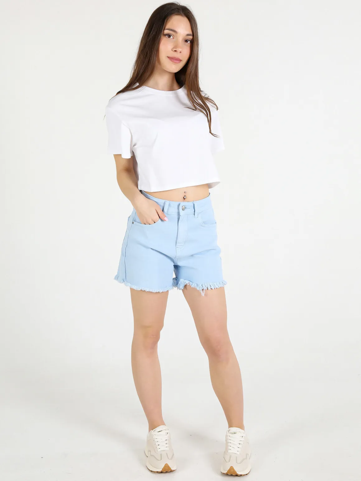Solada T-shirt crop donna in cotone oversize