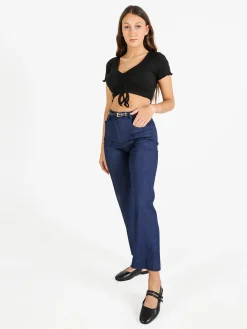 Solada T-shirt cropped da donna a costine