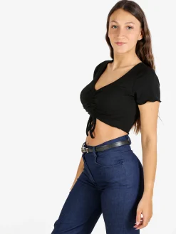 Solada T-shirt cropped da donna a costine