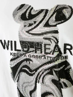 Solada T-shirt da donna in cotone con strass - bianco