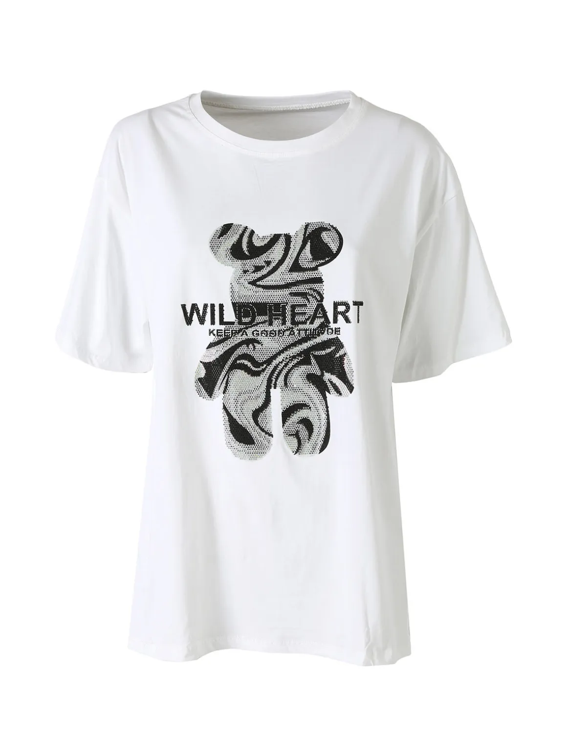 Solada T-shirt da donna in cotone con strass - bianco
