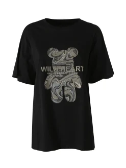 Solada T-shirt da donna in cotone con strass - nero