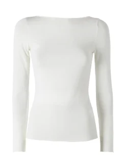 Solada T-shirt donna a maniche lunghe con scollo a barca - bianco