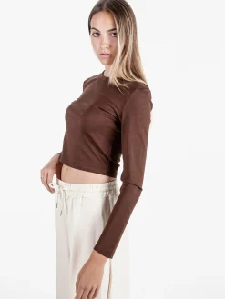 Solada T-shirt donna a maniche lunghe in viscosa - marrone