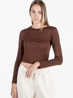 Solada T-shirt donna a maniche lunghe in viscosa - marrone
