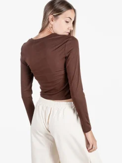 Solada T-shirt donna a maniche lunghe in viscosa - marrone