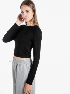 Solada T-shirt donna a maniche lunghe in viscosa - nero