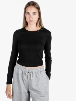 Solada T-shirt donna a maniche lunghe in viscosa - nero