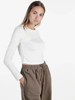 Solada T-shirt donna a maniche lunghe in viscosa - bianco