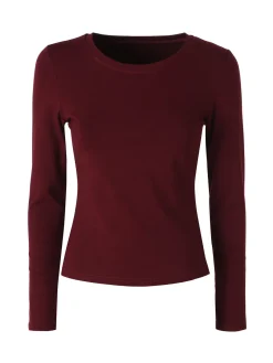Solada T-shirt donna a maniche lunghe con scollo tondo - bordeaux