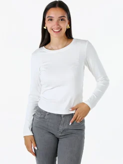 Solada T-shirt donna a maniche lunghe con scollo tondo - bianco