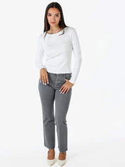 Solada T-shirt donna a maniche lunghe con scollo tondo - bianco