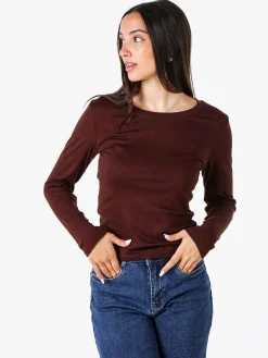 Solada T-shirt donna a maniche lunghe con scollo tondo - moro