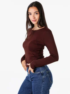 Solada T-shirt donna a maniche lunghe con scollo tondo - moro