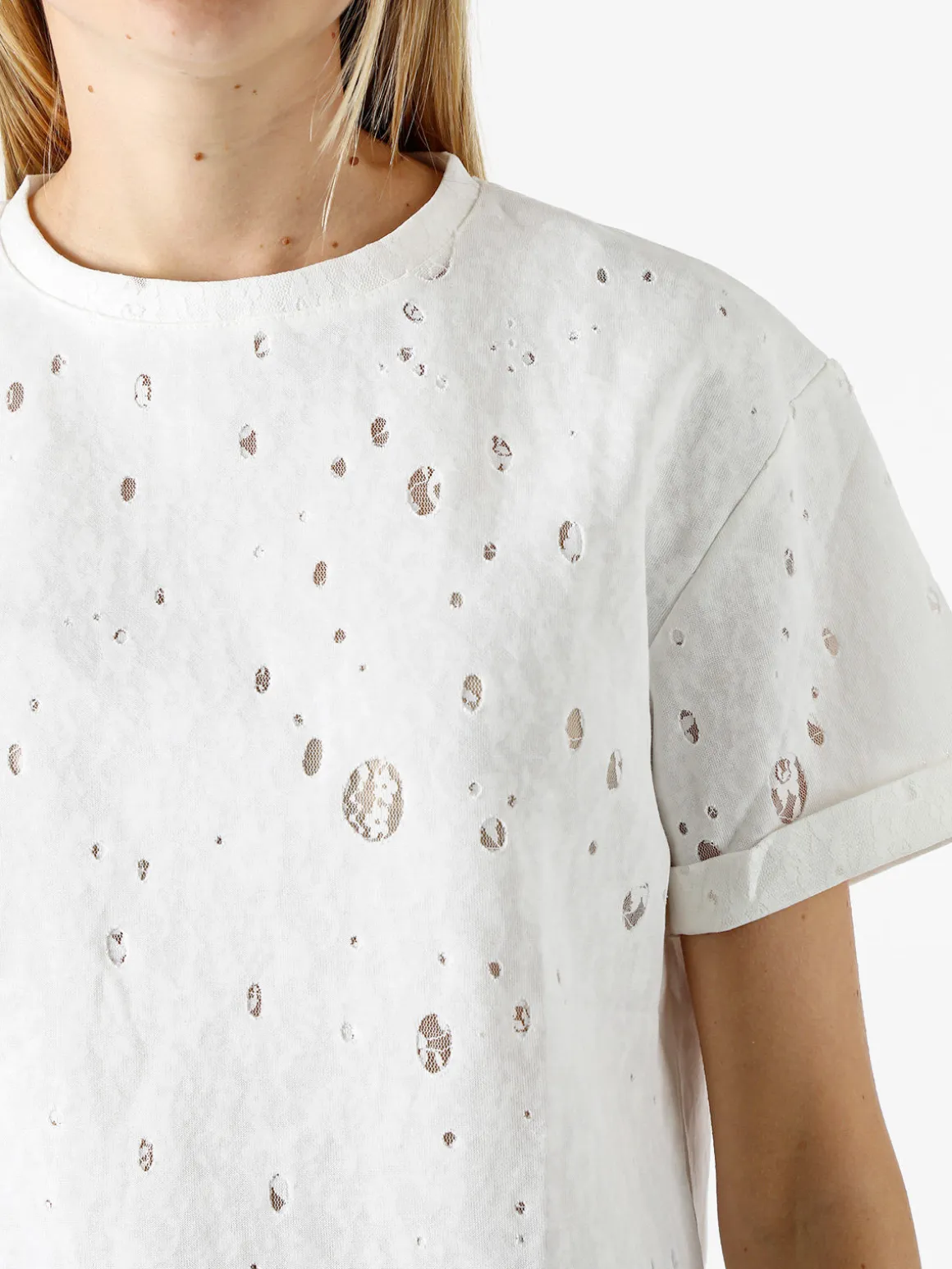 Solada T-shirt donna con dettagli in pizzo - bianco