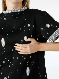 Solada T-shirt donna con dettagli in pizzo - nero
