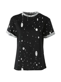 Solada T-shirt donna con dettagli in pizzo - nero