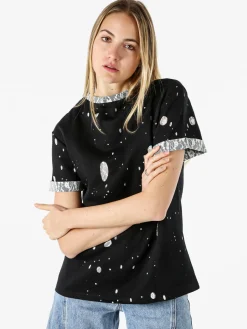 Solada T-shirt donna con dettagli in pizzo - nero